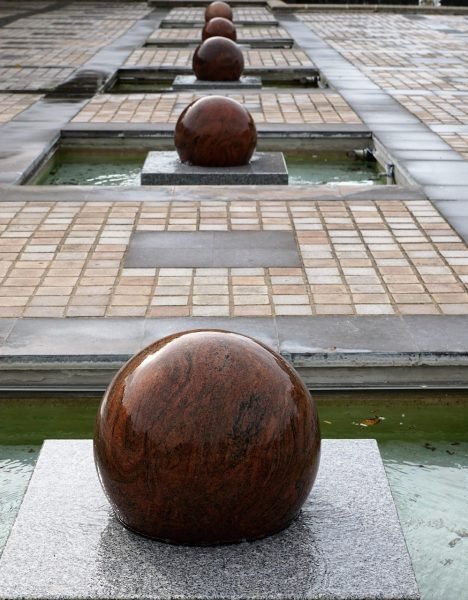 ball, water, nature, fountain, granite